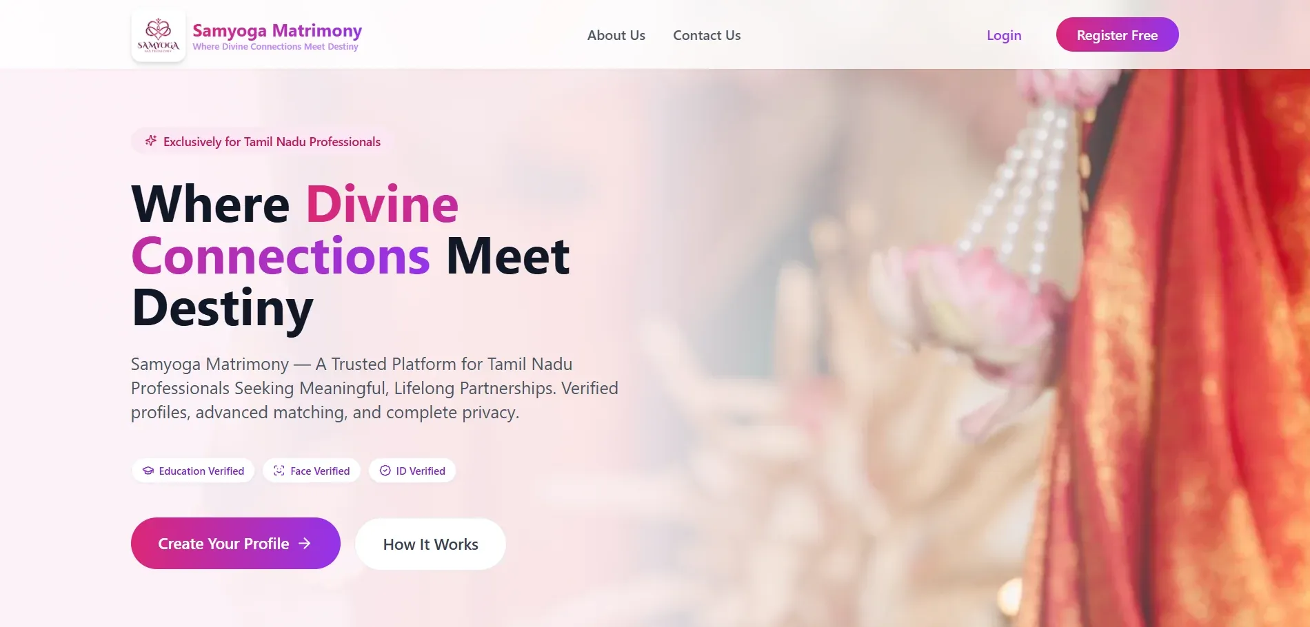 Samyoga Matrimony Platform Interface